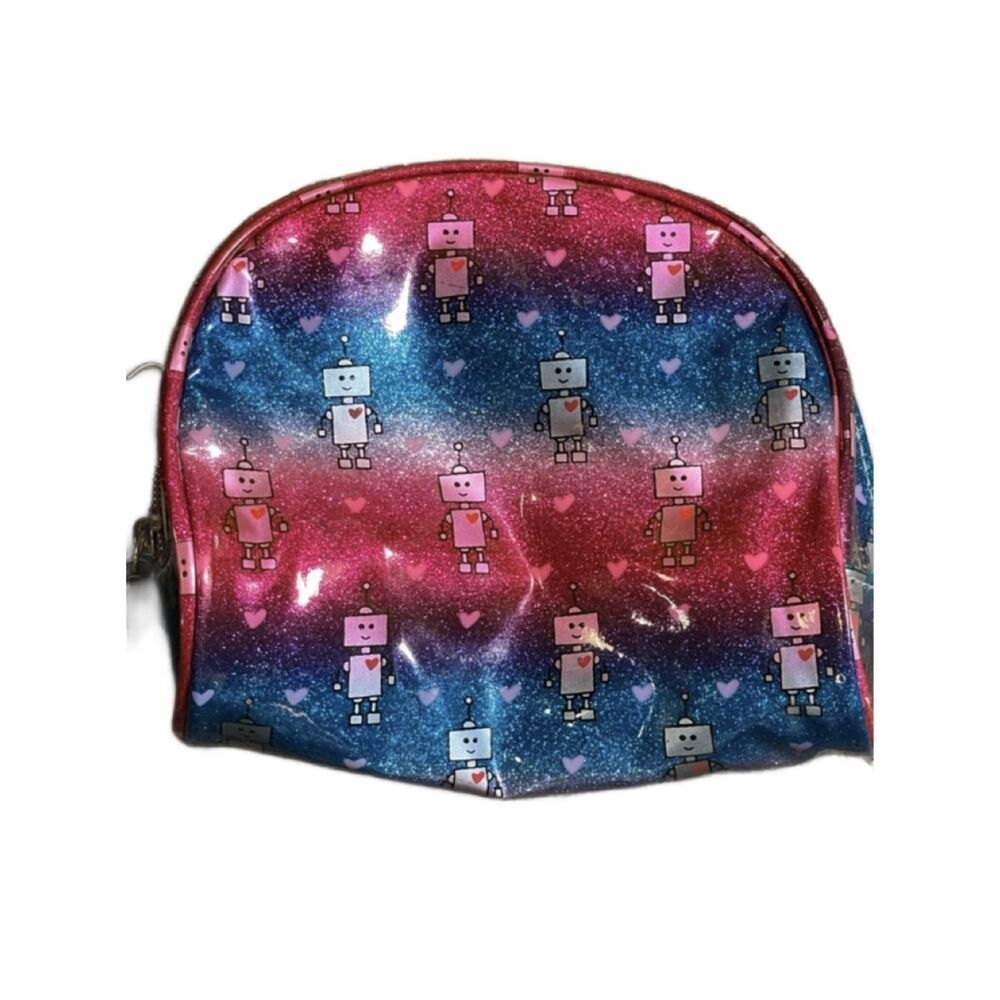 Kids Robot Glitter Cosmetic Bag - Pink & Blue
